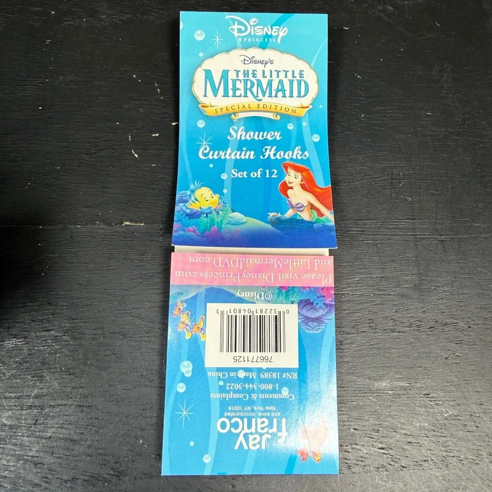 Vintage‎ Disney Shower Curtain Hooks The Little Mermaid Ariel Sebastian Set 90s
